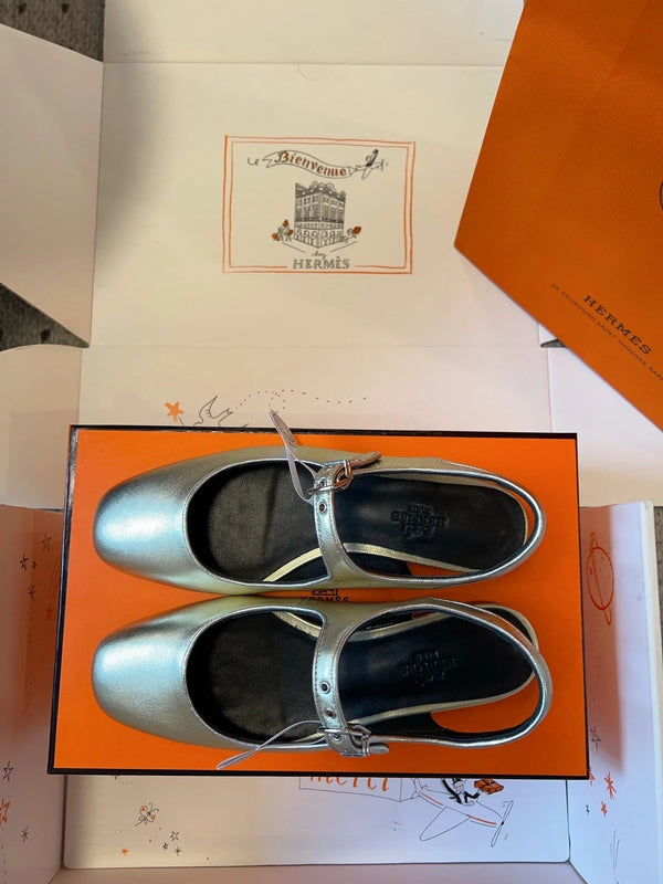KLEO SANDALES À TALON EN CUIR DE VEAU ARGENTÉ