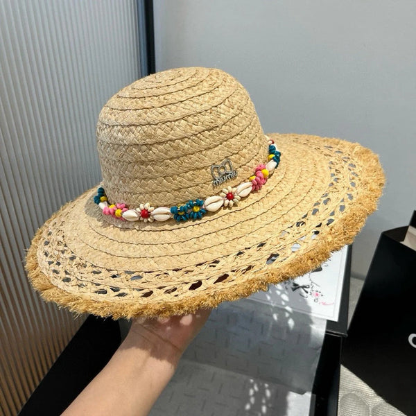 CAPPELLO DI PAGLIA MM BEACH IN BEIGE CON DECORAZIONI A TEMA MARINO