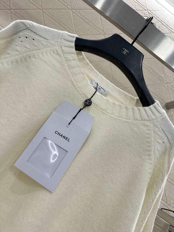 Pull ras-du-cou raglan en laine blanc CC 26 331351