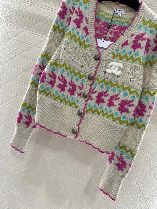 CC 26 Gilet en maille jacquard rayée Laine Cachemire Multicolore 331700
