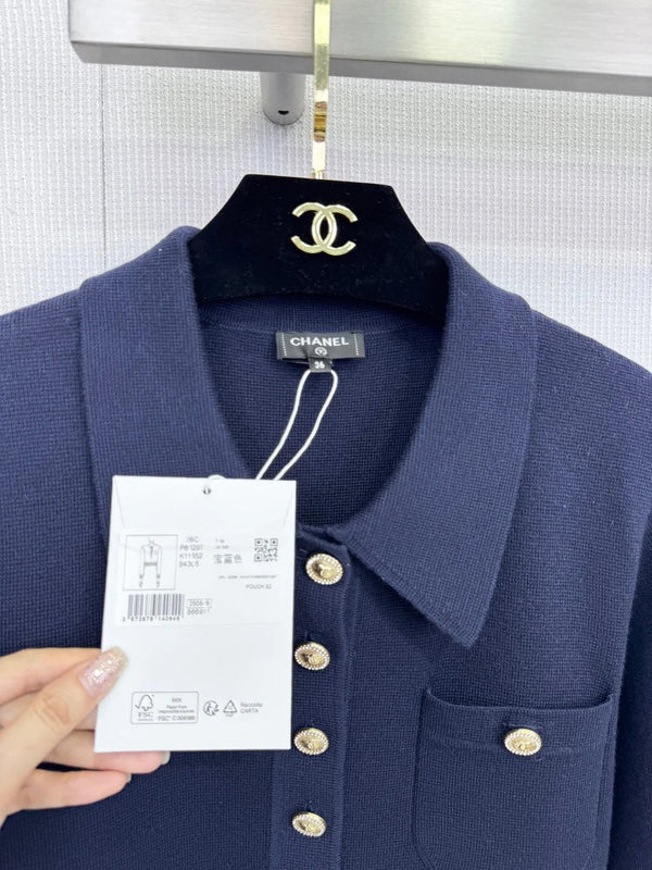 CHANEL 25S POLO EN MAILLE À MANCHES LONGUES 589