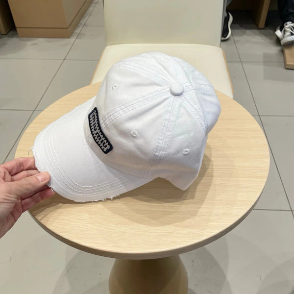 CAPPELLINO DA BASEBALL IN TESSUTO EFFETTO ANTIQUATO MM BIANCO CON LOGO RICAMATO