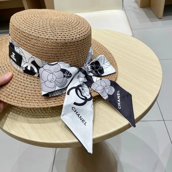 NATURAL STRAW BUCKET HAT WITH RIBBON 672773