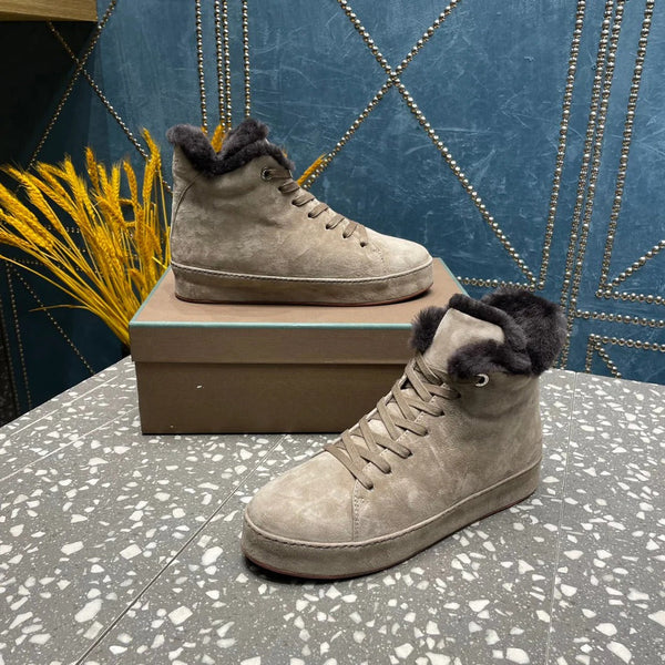LP WINTER NUAGES Baskets montantes en agneau gris clair