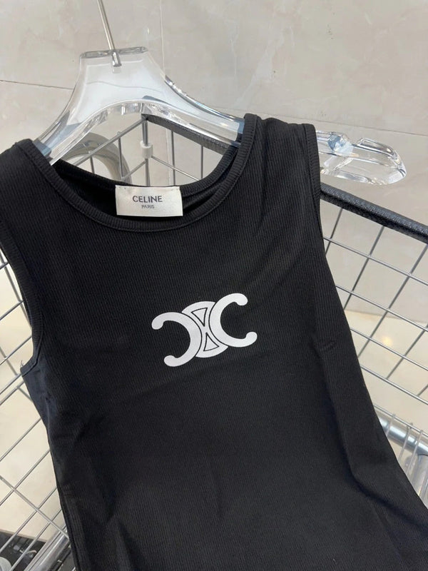 TANK TOP 627696 IN BLACK COTTON RIBBED