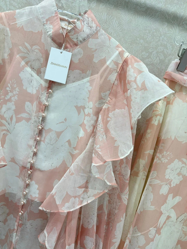 ZIMMER FLORAL PRINTED PINK CHIFFON SET 269185