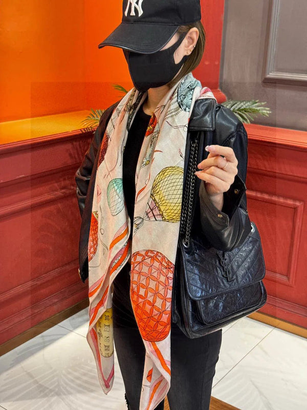 LV SCARF 140 CM IN WOOL MIX SILK 735799