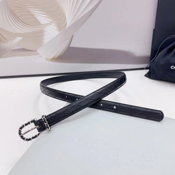 CINTURA CC 20 MM IN VITELLO NERO FERRAMENTA ARGENTO