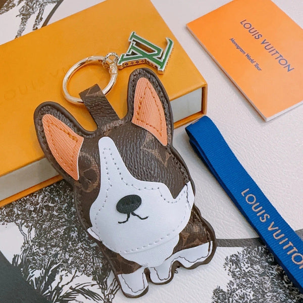 LV Brown Dog Bag Charm