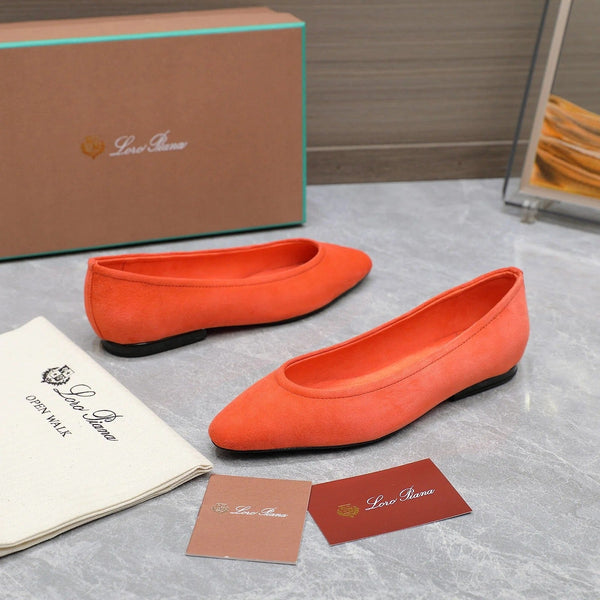 Classic Ballet Shoes In Orange Suede