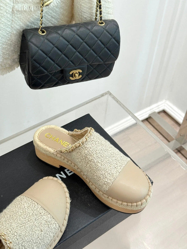 CC Mules 25ss 30 mm in misto lana d'agnello beige
