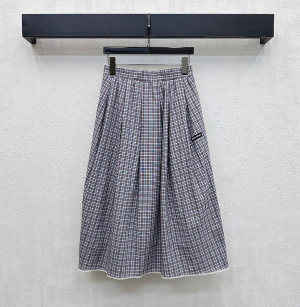 Miu 2026 Plaid Set Gray Cotton 410726