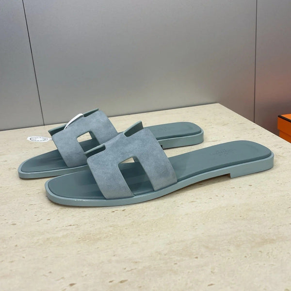 HM 26ss Oran Sandals Muted Teal Suede Cowhide 607208