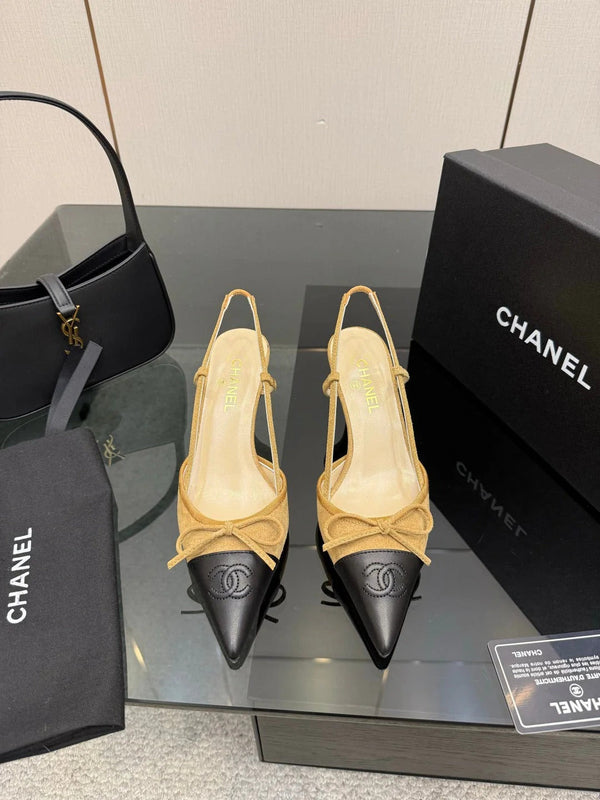CC 26s Escarpins à bride arrière 65 Daim marron noir Cuir de vachette 651327