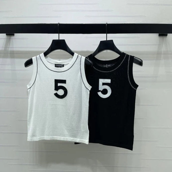 Chanel 2026 Wavy-edged Round Neck Knit Vest Tencel Viscose 356473