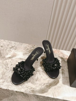Mules à talons hauts fleuries CC 26s 75 Peau de mouton 658446