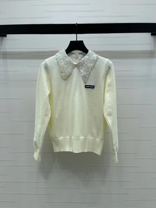MIUMIU LACE-COLLAR SWEATER STYLE 815