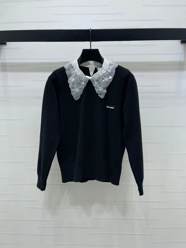 MIUMIU LACE-COLLAR SWEATER STYLE 816