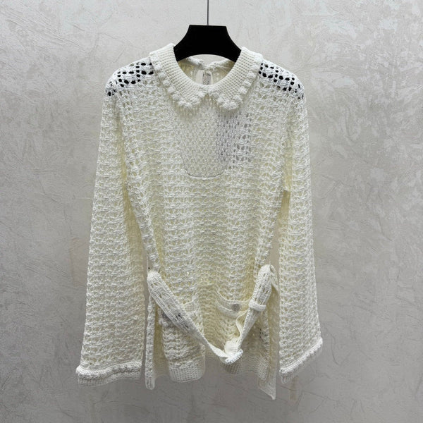PULL AJOURÉ À NŒUD À LA TAILLE CHANEL 25S 528