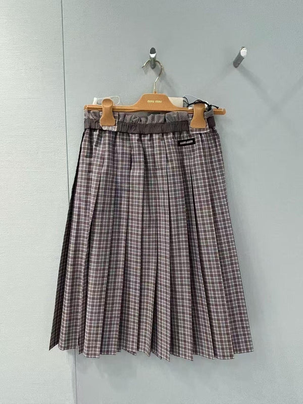 JUPE PLISSÉE À CARREAUX MIUMIU STYLE 718