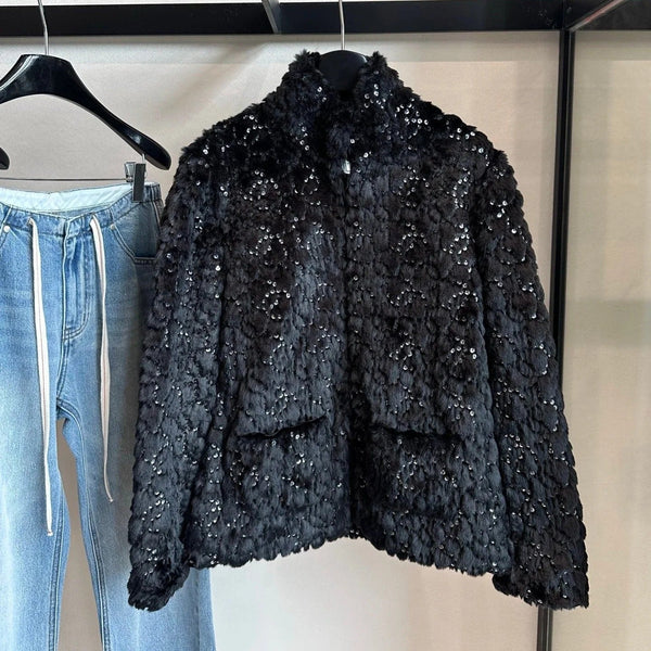 BLOUSON CHANEL 25S EN VELOURS ORNÉ DE SEQUINS 464