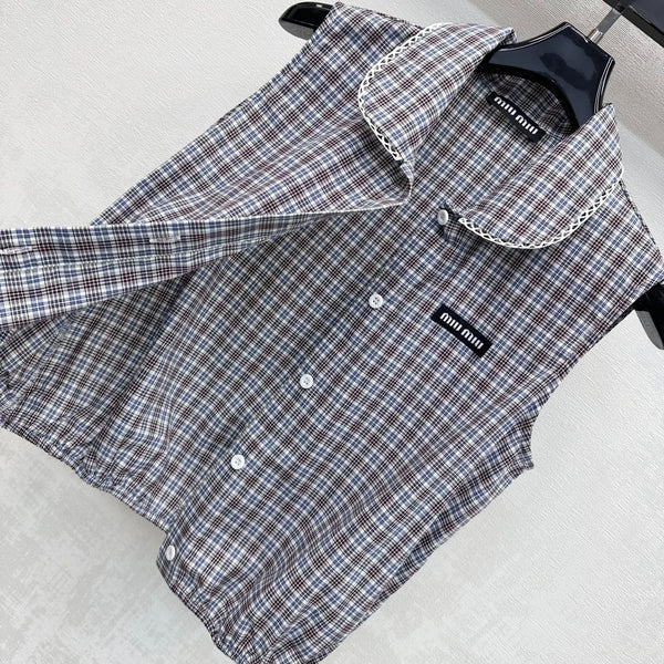 Miu 2026 Plaid Set Gray Cotton 410726