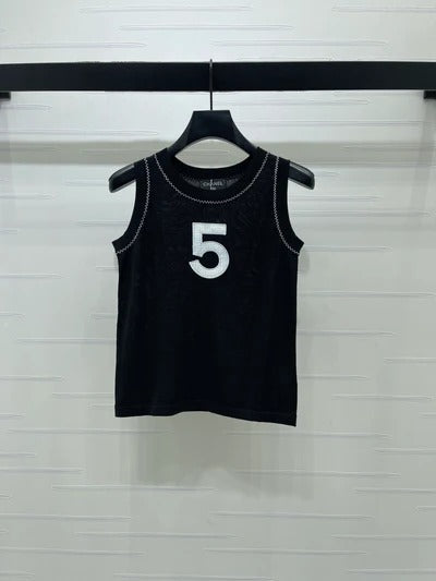 Chanel 2026 Wavy-edged Round Neck Knit Vest Tencel Viscose 356473