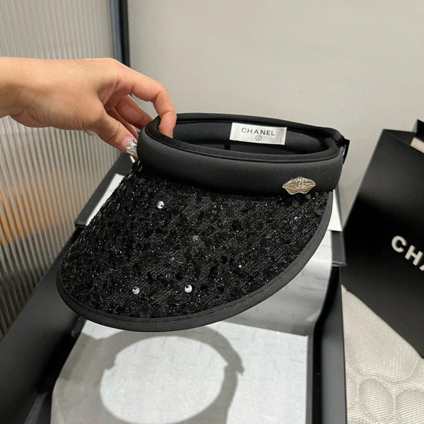 CC CAPPELLO DA SOLE MODELLO NERO CON PAILLETTES 673928