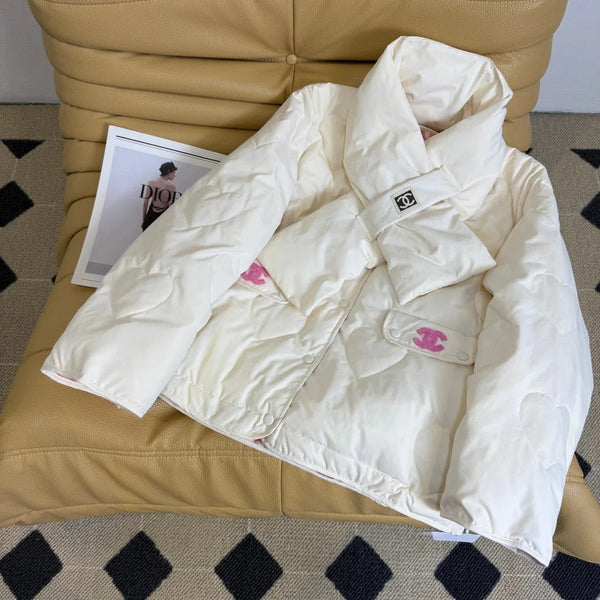 CC 26 Veste deux pièces rose et crème en duvet de polyester 390426