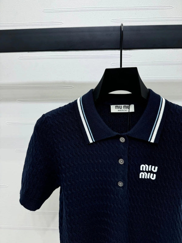 MIUMIU KNITTED POLO SHIRT WHITE 274841