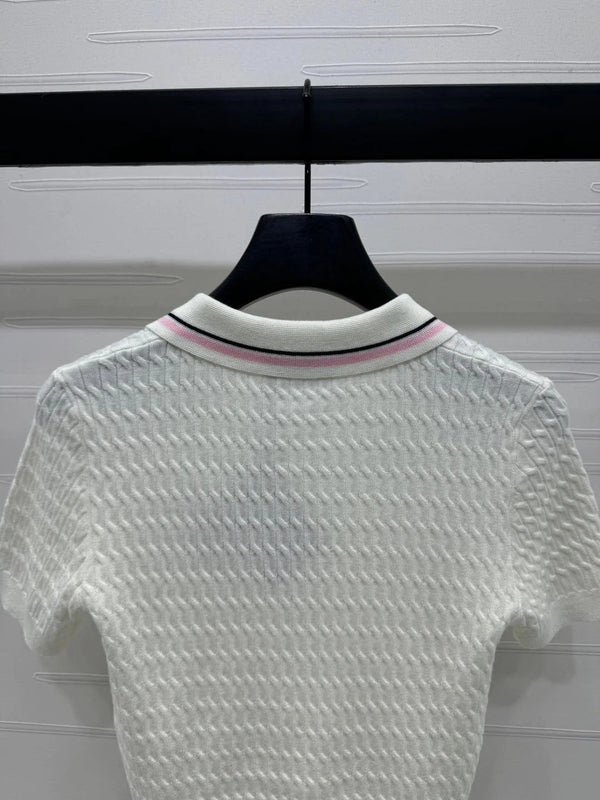MIUMIU KNITTED POLO SHIRT WHITE 274837
