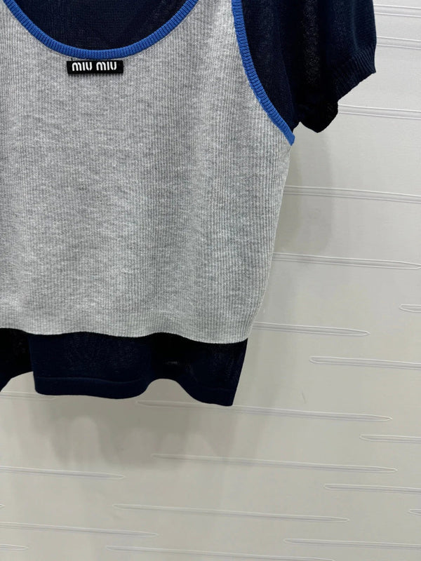 MIU 25S TOP IN MAGLIA 2 PEZZI CON SPALLINE 264131