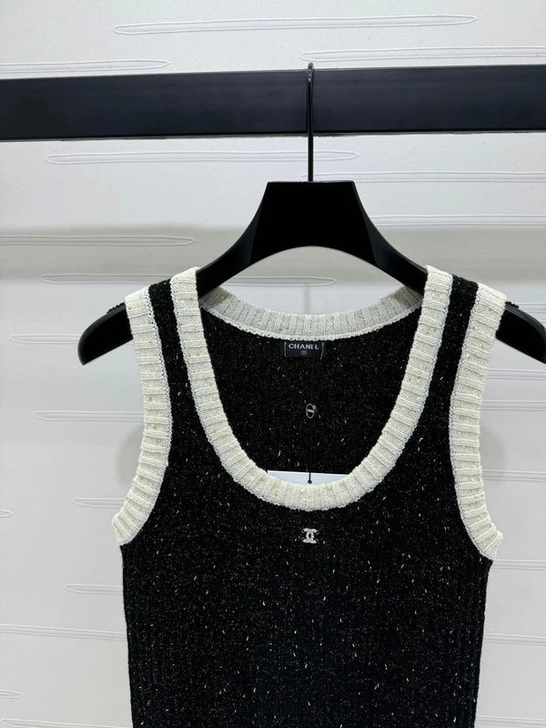 CHANEL ROUND-NECK SEQUIN KNIT VEST 274865