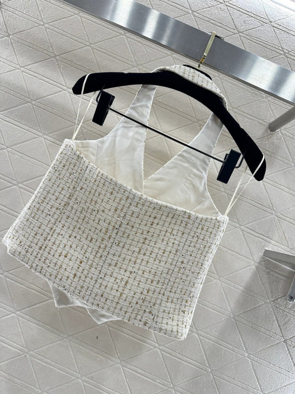 CC 26 Débardeur Col Américain Crème Coton Laine 331226