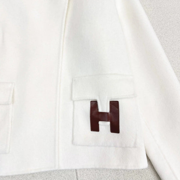 MANTEAU COL MONTANT EN LAINE DOUBLE-FACE HERMÈS 25S 188