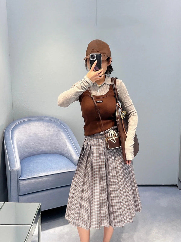 JUPE PLISSÉE À CARREAUX MIUMIU STYLE 718