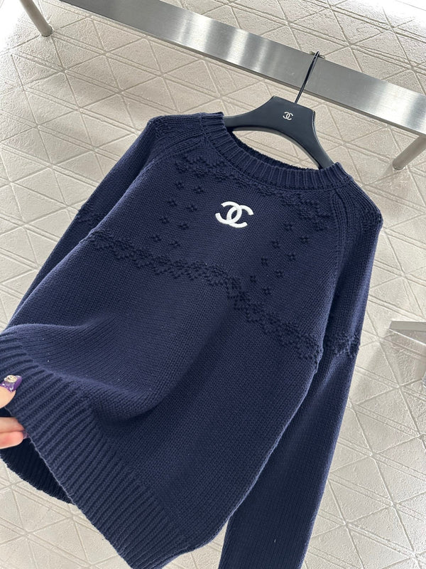 CHANEL 25S EMBROIDERED CROCHET SWEATER 348