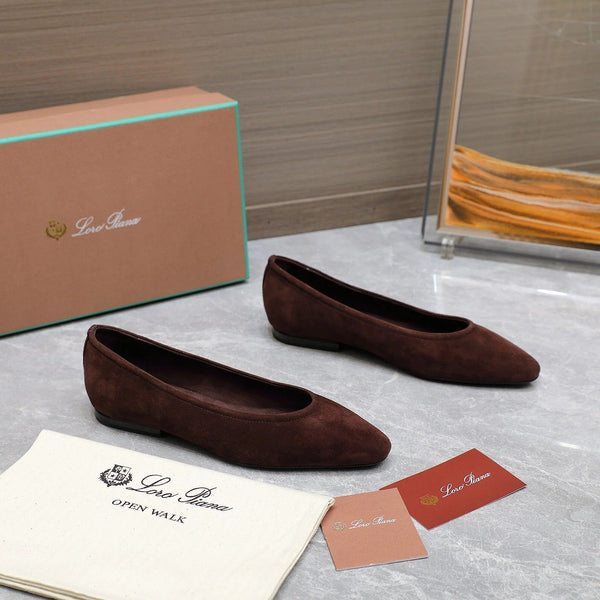 Classic Ballet Shoes In Brown Suede