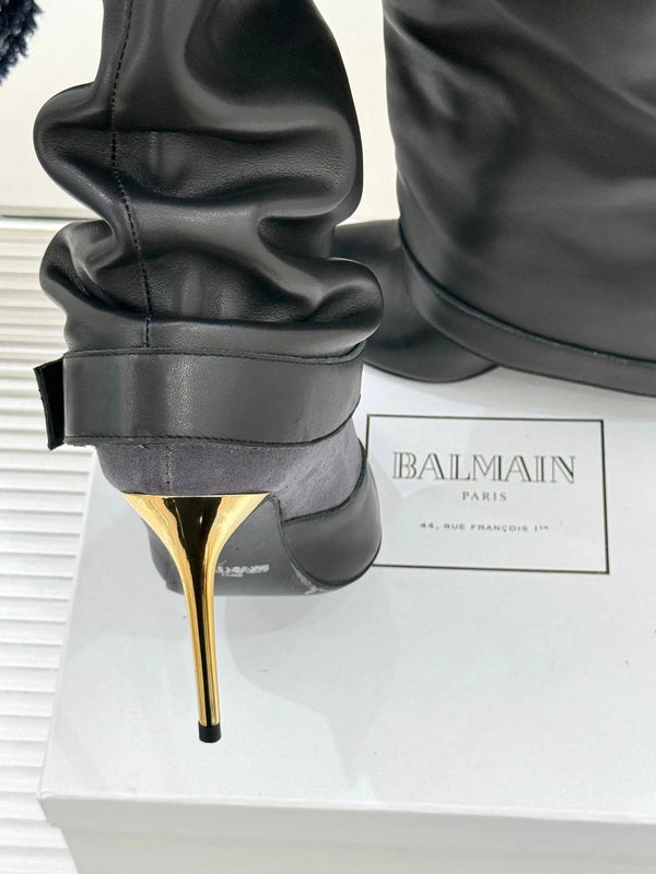BALMAIN 25S ANTHEM BOOTS IN BLACK CALFSKIN