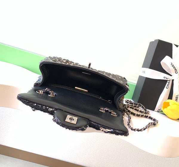 Chanel 2026 Bag 21cm Black Sequin 331214