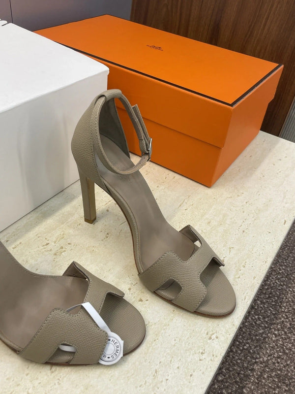 Sandales à talon HM 26ss 105 Taupe cuir de vachette 607127