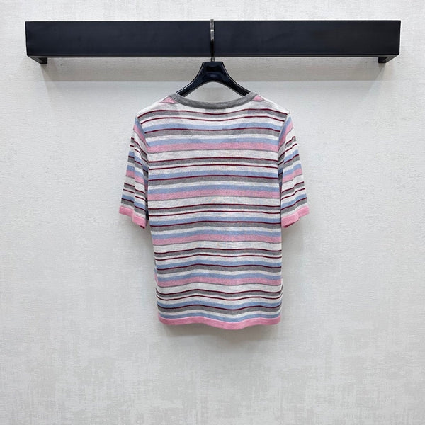 MIUMIU STRIPED KNIT T-SHIRT 273767