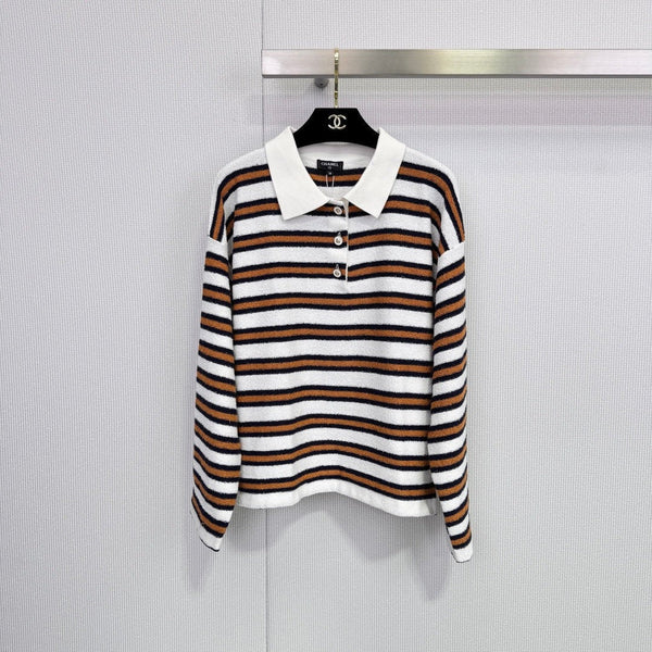 CHANEL POLO EN MAILLE RAYÉE 25S 587