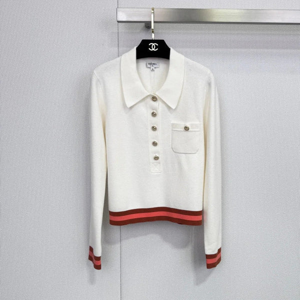 CHANEL POLO EN TRICOT À MANCHES LONGUES 25S 590