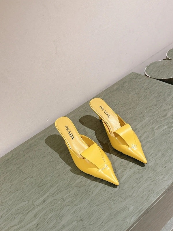 PRA 2026S Mule à talon haut 80 Cuir de mouton jaune 657668