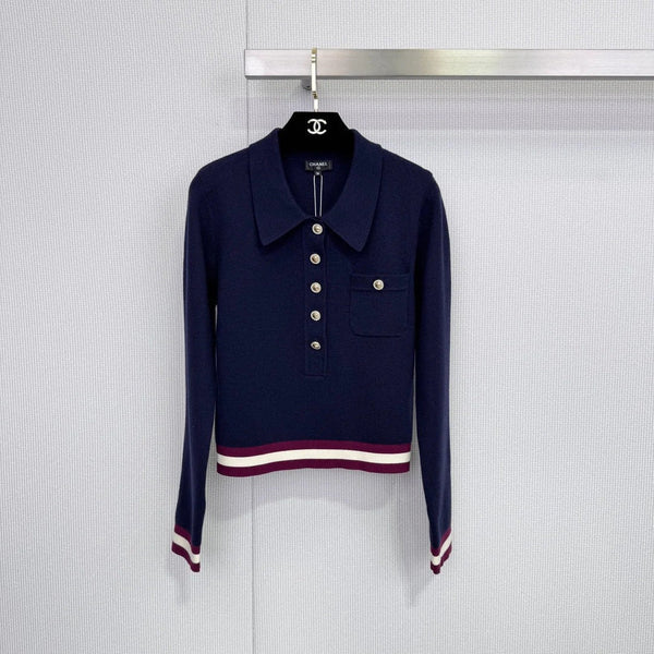 CHANEL 25S POLO EN MAILLE À MANCHES LONGUES 589