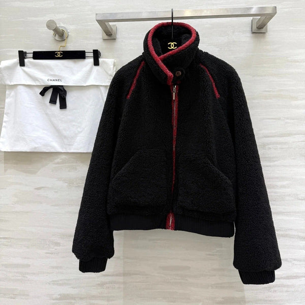 VESTE COL EN PEAU LAINEE CHANEL 25S 474