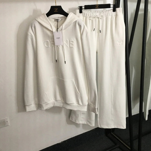 CELINE 25S HOODIE AND WIDE-LEG ELASTIC PANTS SET