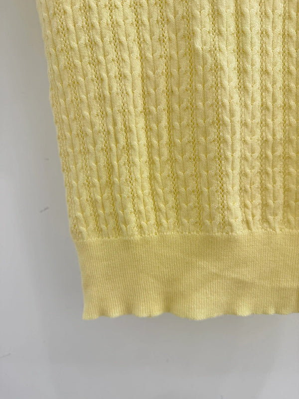 Chanel 2026 Haut à manches courtes et col polo en laine et polyester jaune et violet