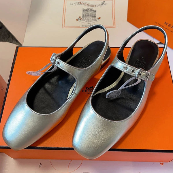 KLEO SANDALES À TALON EN CUIR DE VEAU ARGENTÉ